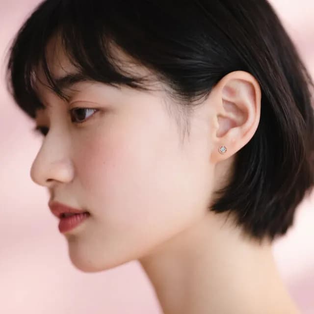 【Luster】熱賣99!10分 D/VS 玫瑰金 麻花 培育鑽 純銀 雙層 耳環(培育鑽石X2總重0.20ct)