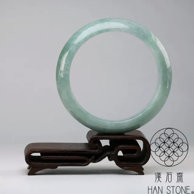 【漢石齋】情人節禮物 天然翡翠A貨 手鐲玉鐲 飄花種(手圍18.4/版寬16.3mm)