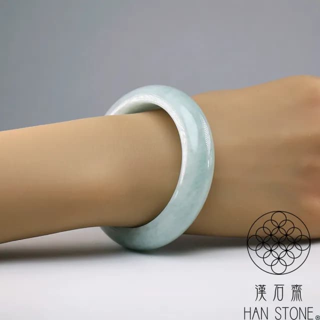 【漢石齋】情人節禮物 天然翡翠A貨 手鐲玉鐲 飄花種 福 利 品(手圍16.3/版寬15mm)