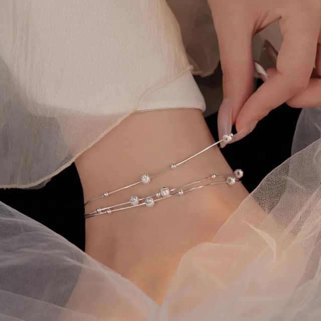 【紐約精品】現貨+預購 925純銀腳鍊手鍊腳鏈腳踝鏈足鏈腳飾手鏈情人節禮物(復古圓珠多層女飾品2色a1kk32)