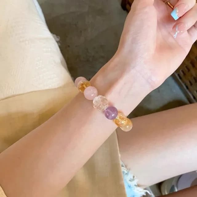 【MoonDy】父親節禮物 手鍊 手串 黃水晶 串珠手鍊 水晶手鍊 水晶串珠 天然玉石 閨蜜手鍊 招財 開運手鍊 招