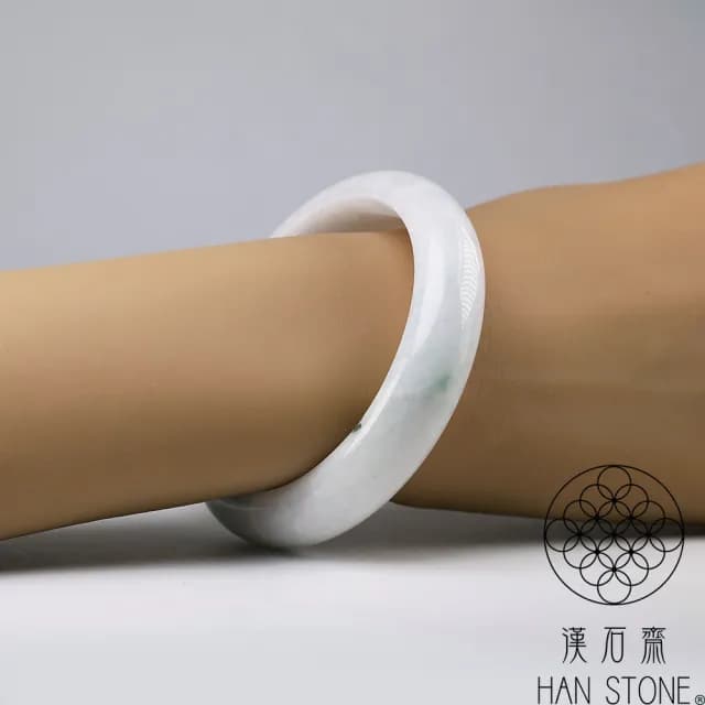 【漢石齋】情人節禮物 天然翡翠A貨 手鐲玉鐲 飄花種 福 利 品(手圍17.8/版寬14.1mm)