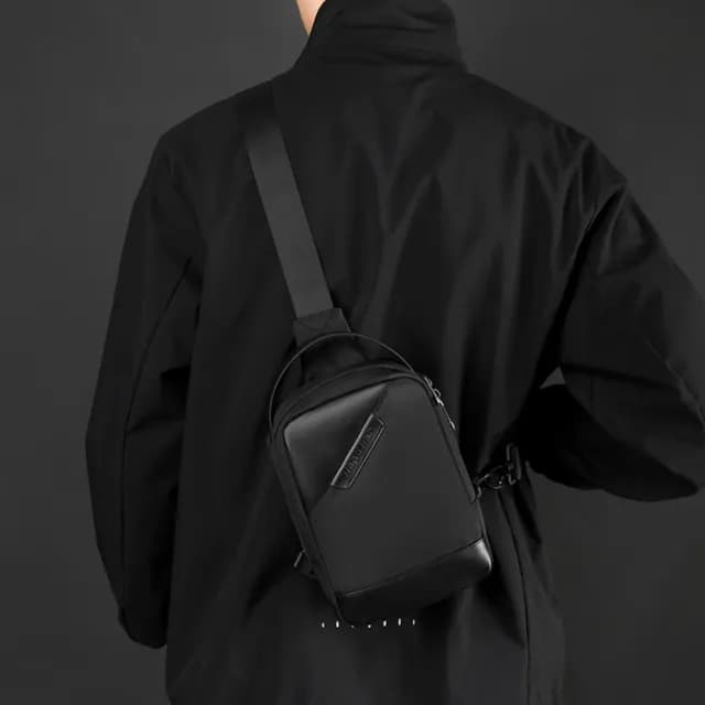 【MUAN】父親節禮物 時尚男士機能斜跨包 通勤側背包 休閒斜背包 胸包男 運動腰包