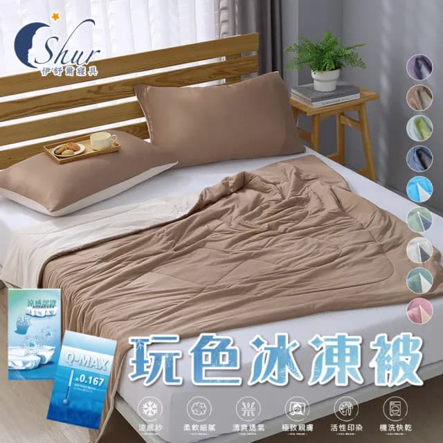 【ISHUR 伊舒爾】玩色雙面冰凍被+同款冰凍枕套 三件組(涼被/枕頭套/夏被/多款任選)