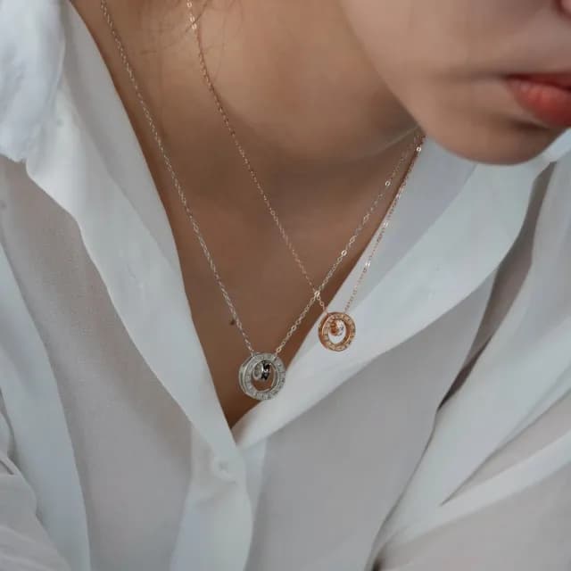 【Porabella】新款925純銀情侶項鍊 十字轉運珠項鍊 幾何字母吊墜 中性小眾ins風 情人節禮物Necklace