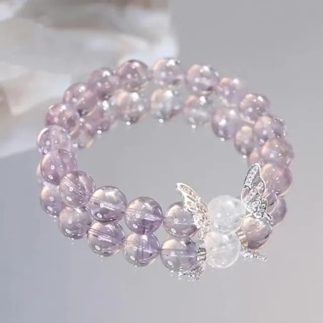 【九紫離火】淡紫水晶蝴蝶手鍊(開運 阿賽水晶手鍊 手串 手鐲 手繩 手飾 飾品 手環 首飾 情人節 禮物)