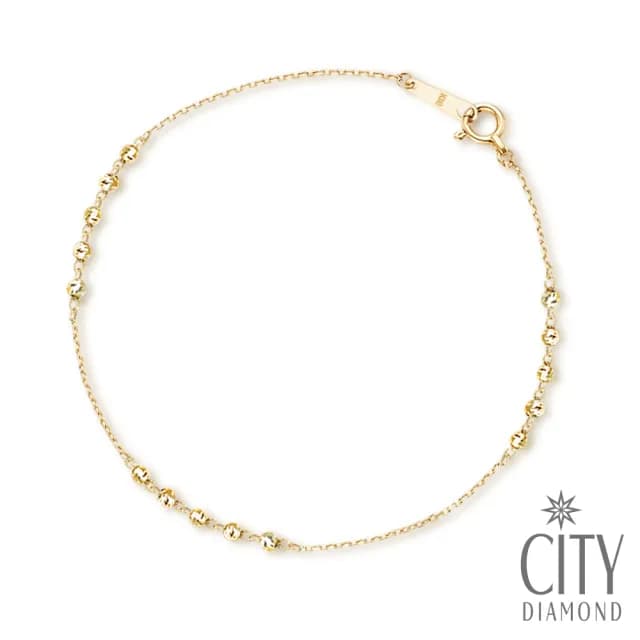 【City Diamond 引雅】18K日本刻面閃耀五金球黃K金手鍊(東京Yuki表參道系列)