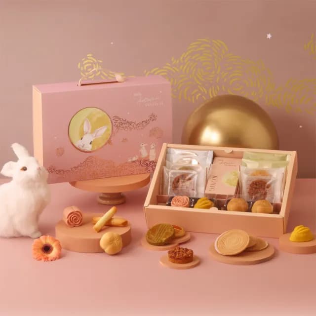 【金格食品】中秋限定沐月禮盒B款5入組(桃山月餅/芋頭麻糬燒/布列塔尼酥餅)