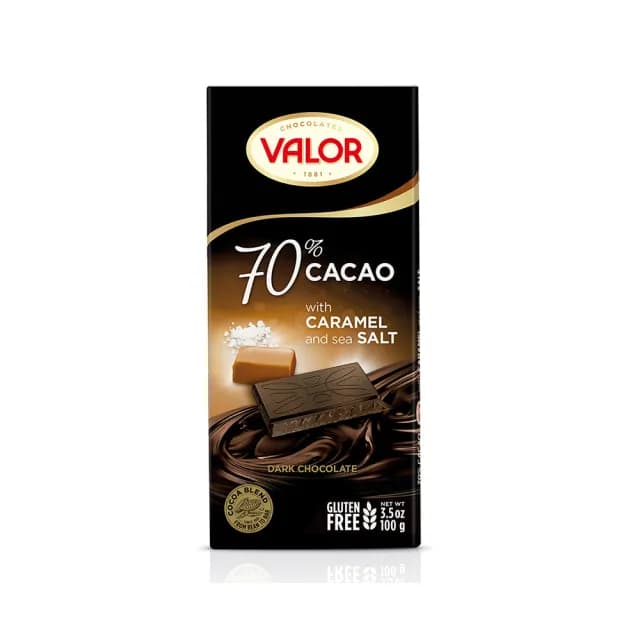 【Valor】70%焦糖海鹽黑巧克力片100g/片
