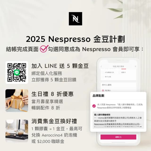 【Nespresso】膠囊咖啡機 Lattissima One_瓷白色(訂製咖啡時光50顆組/入厝/義式/拿鐵/奶泡機)