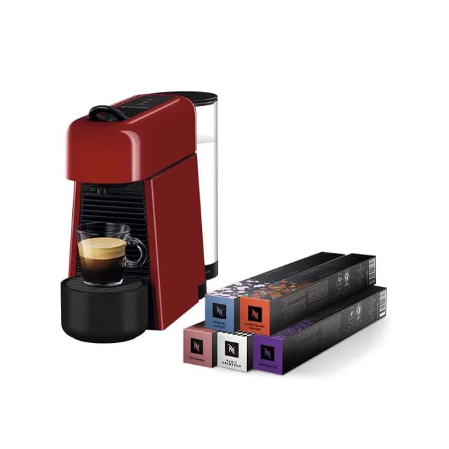 【Nespresso】膠囊咖啡機 Essenza Plus_櫻桃紅 義式 送禮 入厝 飲水機(訂製咖啡時光50顆組)