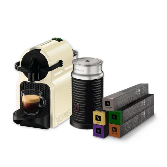 【Nespresso】膠囊咖啡機 Inissia 奶泡機組合_多色任選(義式咖啡館50顆組/送禮/入厝/義式/隨身)