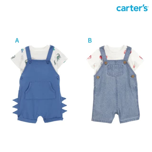 【Carter’s官方授權】精選嬰兒吊帶褲2件組套裝〔上衣/吊帶褲〕－多款任選(原廠公司貨 童裝)