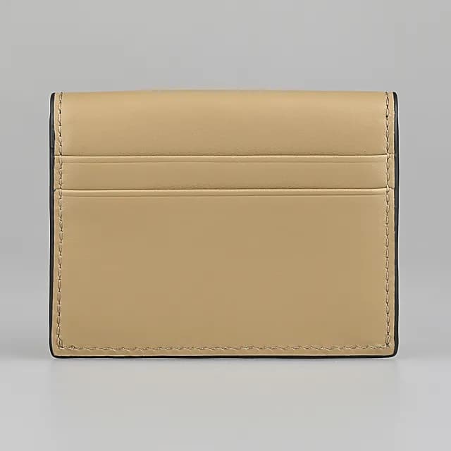 【Michael Kors】MK MICHAEL KORS Hamilton Legacy 鎖頭金字LOGO牛皮2卡釦式卡片零錢包(駱駝米)