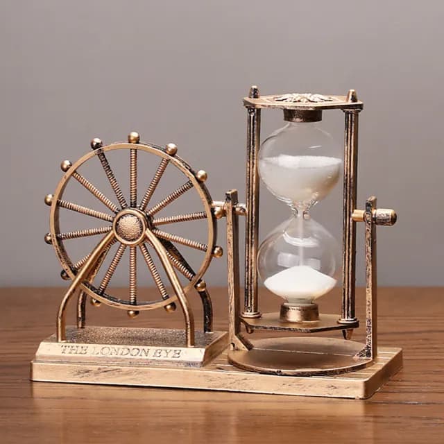 【QLZHS】復古摩天輪流沙沙漏擺件 流沙擺件 復古玻璃沙漏 沙漏計時器(生日禮物 父親節/情人節/畢業禮物)