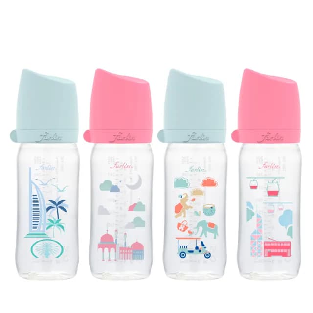【Farlin】城市心旅行寬口徑PA奶瓶280ml(曼谷/杜拜/香港/沙那4入組)