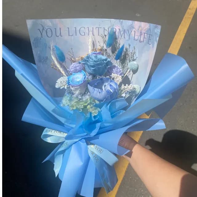 【GXS】藍色永生花束 生日禮物 情人節花束(花束 情人節花束 生日禮物)