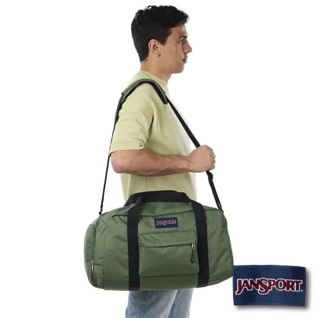 【JANSPORT】情人節禮物 WEEKENDER MEDIUM DUFFEL 校園系列斜背兩用行李袋(軍綠色)