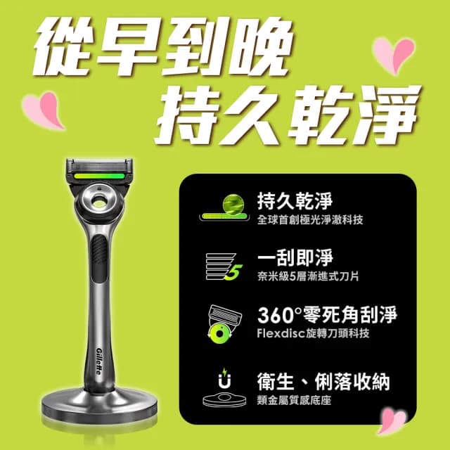 【Gillette 吉列】Labs 極光系列刮鬍刀-1刀架1旅行盒5刀頭(情人節心禮盒)
