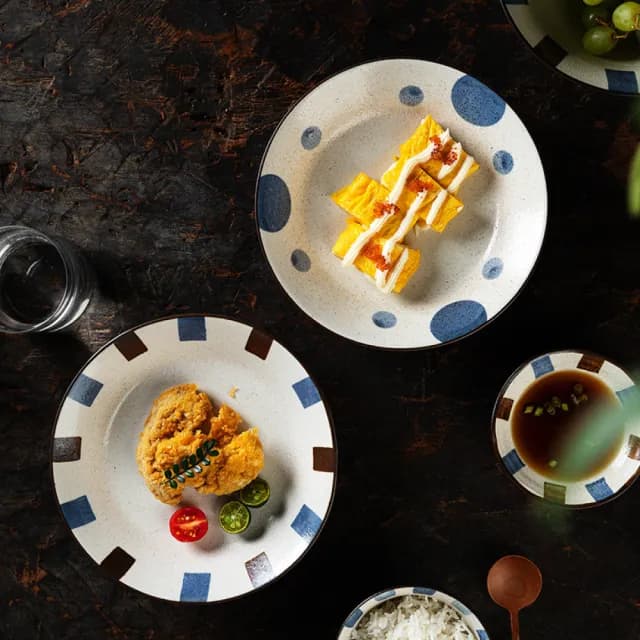 【渥思】日式粗陶螺紋盤(深盤.菜盤.盤子.餐具.陶瓷盤.入厝禮)