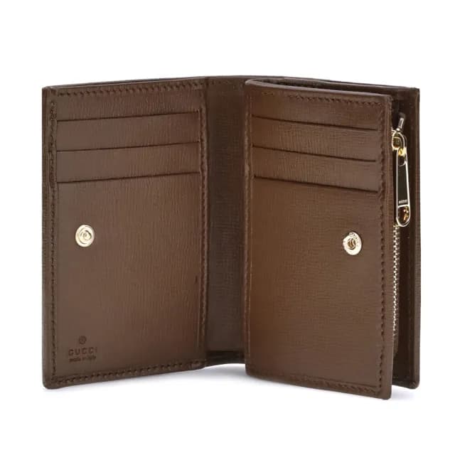 【GUCCI 古馳】Horsebit 1955 馬銜扣 皮革 皮夾 零錢包 短夾 卡夾 米色 烏木色 726846