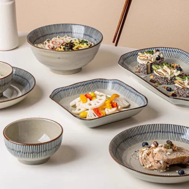 【渥思】藍雨和風手繪盤-8吋(圓盤.方盤.深盤.盤子.陶瓷餐具)