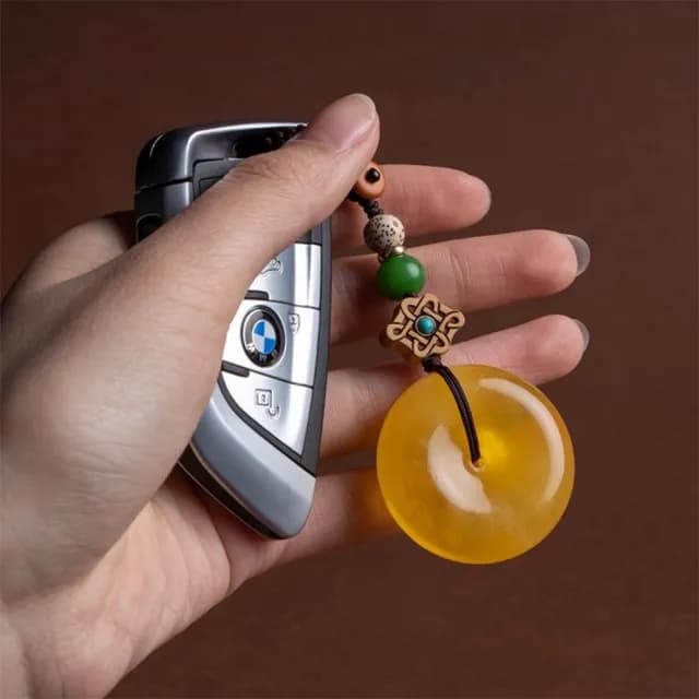 【紐約精品】父親節禮物 鑰匙扣手機吊飾鑰匙圈掛飾吊繩吊墜掛件招財淨化開運(蜜蠟平安扣男女配件a1kf86)