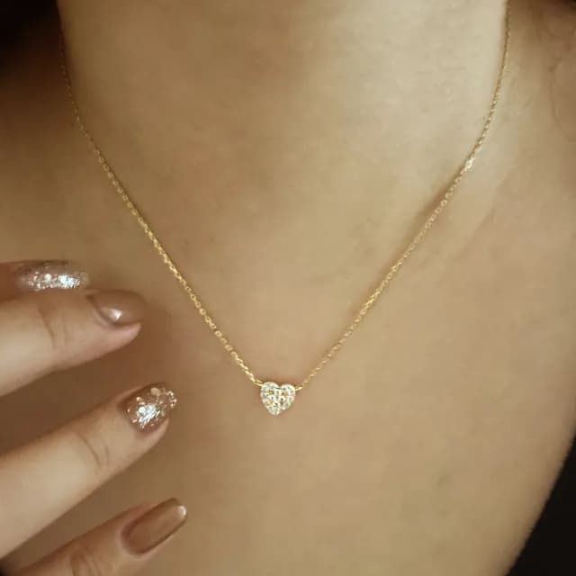 【CReAM】Quilla 925純銀心型愛心碎鑽金色銀色女項鍊(生日 禮物 送禮 禮盒)