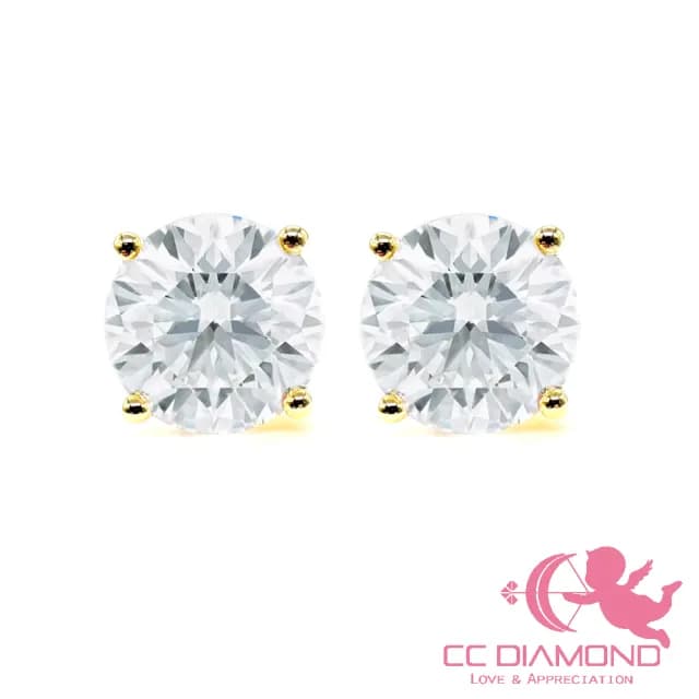 【CC Diamond】IGI培育鑽石 1.5ct加1.5ct經典鑽石耳釘(14K厚金紮實)