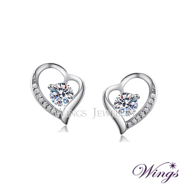 【WINGS】925純銀八心八箭耳環《摯愛》｜閃耀擬真鑽・甜美浪漫設計(送禮 女生禮物 禮盒 情人 七夕 生日)