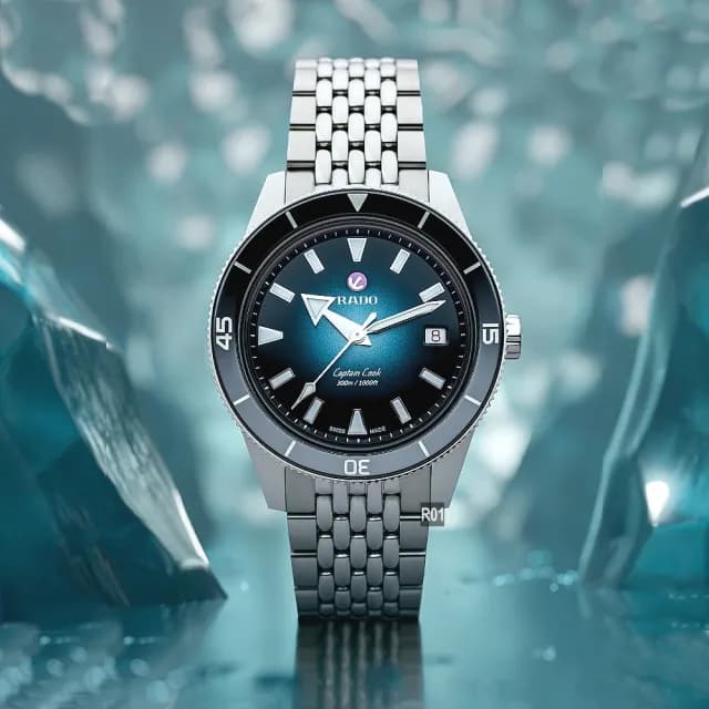 【Rado 雷達表】最新Captain Cook庫克船長300米碳化鋼材質 藏青面39㎜款-加8重好禮 R01(R32223213)