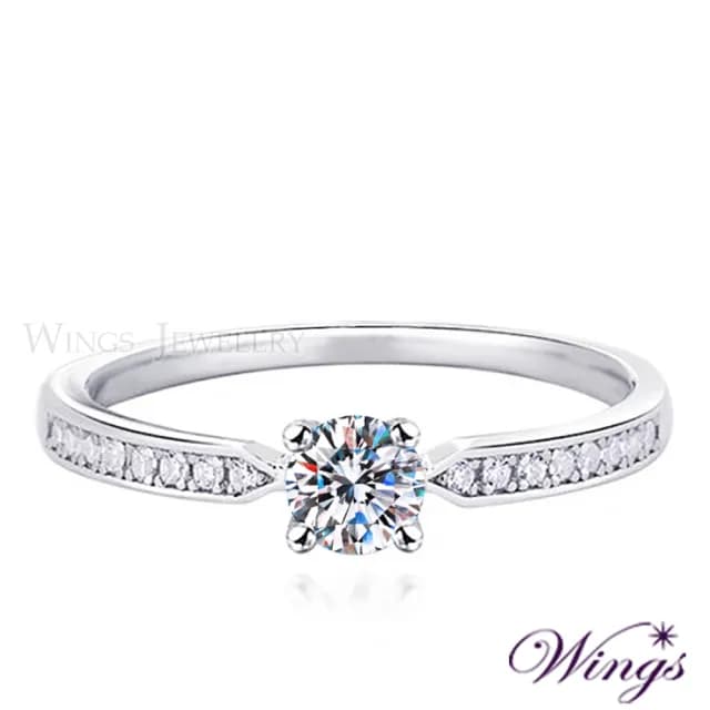 【WINGS】八心八箭精鍍白K金戒指《眷戀》｜極細緻・閃耀擬真鑽(送禮 女生禮物 禮盒 情人 七夕 生日)