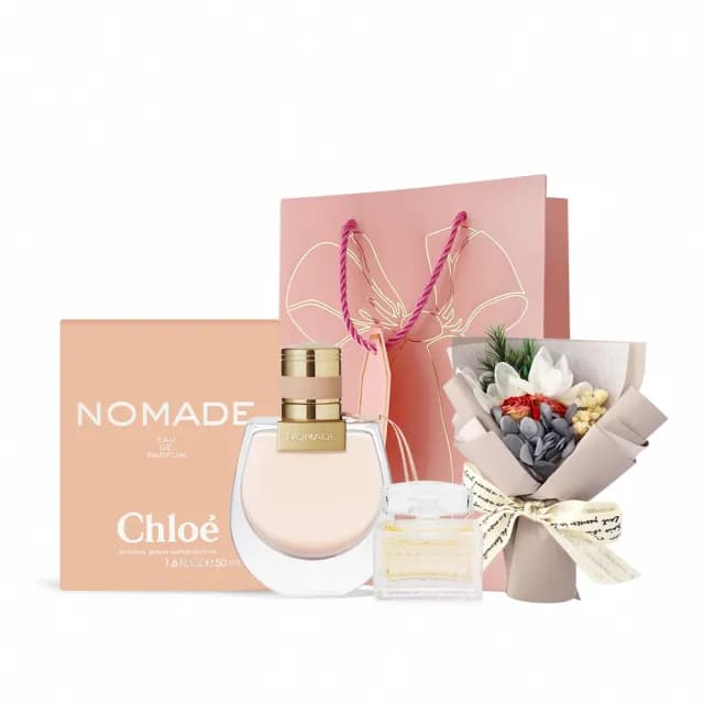 【Chloe’ 蔻依】情人節浪漫香氛組-芳心之旅女性淡香精50ml+沁漾玫瑰香水5ml(祝福花束附提袋-國際航空版)