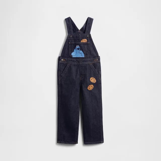 【GAP】男幼童裝 刺繡吊帶褲-深藍色(793325)