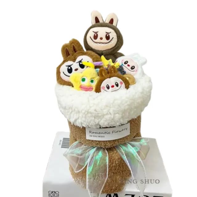【YING SHUO】創意可愛拉布布娃娃花束(公仔玩偶花束 跨年求婚告白 女朋友生日 畢業 情人節禮物)