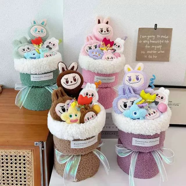 【YING SHUO】創意可愛拉布布娃娃花束(公仔玩偶花束 跨年求婚告白 女朋友生日 畢業 情人節禮物)