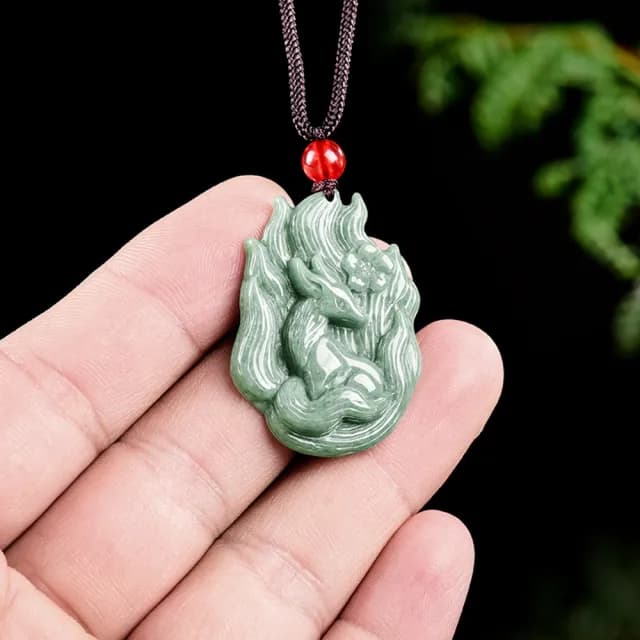 【Paiya 派亞】正品天然a貨翡翠狐仙九尾狐吊墜豆種玉石玉佩男士掛件女款(過節送禮/交換禮物)