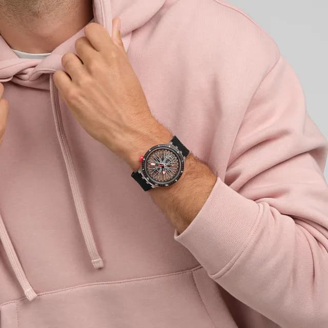 【SWATCH】THE PILGRIM - TREAD ON IT 大錶面手錶/男錶/女錶/瑞士製造 SB05K103(47mm)