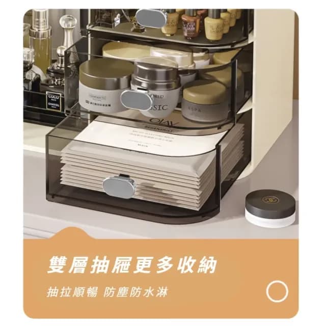 【空間大師】北歐雅緻大容量化妝品收納盒(保養品 收納架 飾品 刷具 置物 整理 桌上抽屜 桌面 生日禮物)