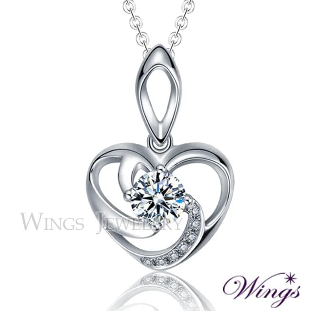 【WINGS】925純銀八心八箭項鍊《愛存在》｜精鍍白K金・浪漫設計款(送禮 女生禮物 禮盒 情人 七夕 生日)