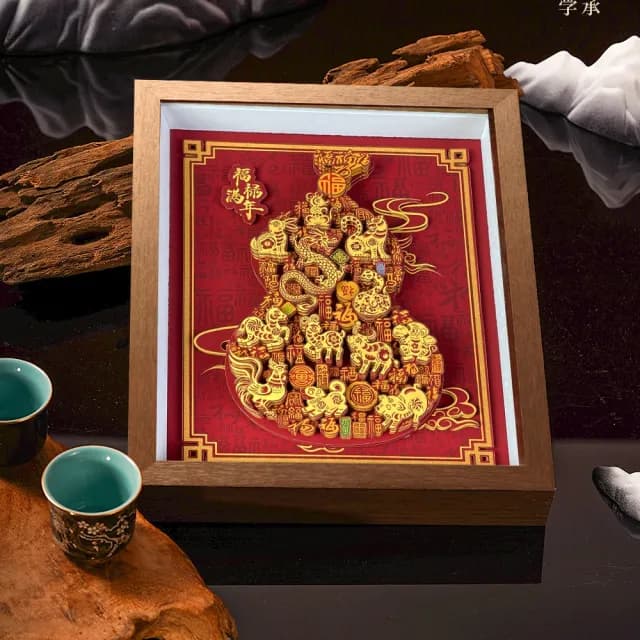 【超微米】百順十二生肖葫蘆擺件 開業禮品 非遺工藝品 喬遷新居禮物 桌面擺件(桌面擺件 33x27cm)