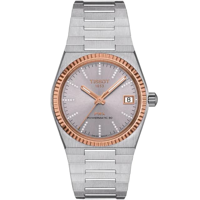 【TISSOT 天梭】PRX系列 18K金 70年代復刻機械女錶 手錶 送禮 推薦(T9312074133600)