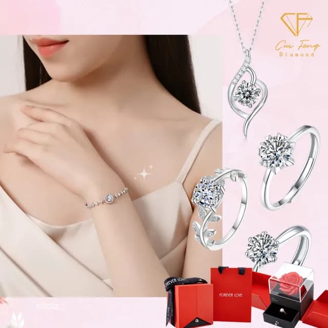 【CF鑽飾】莫桑鑽 七夕情人節送禮(戒指 鑽戒 項鍊 項鏈 手鍊 手鏈 禮物  生日)