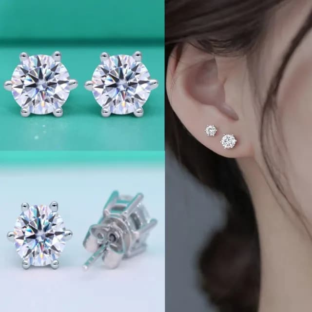 【時尚巴黎】現貨+預購 頂級莫桑鑽石耳環925純銀耳環女銀飾(高級感圓形六爪女飾品74lr2)