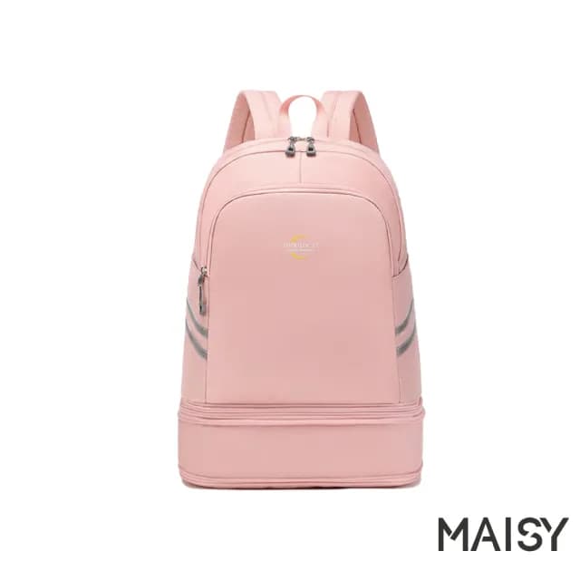 【MAISY】情人節禮物 四季旅行用乾濕分離後背包 雙肩包(粉色/黑色/綠色/灰色/米色)