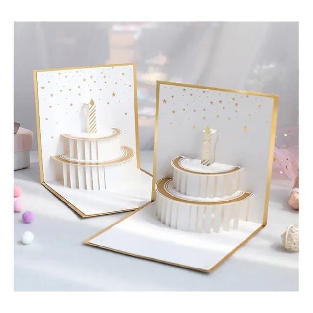 【Paper Play】生日卡片-3D燙金立體蛋糕蛋鋯造型賀卡 卡片(生日卡片 立體賀卡)