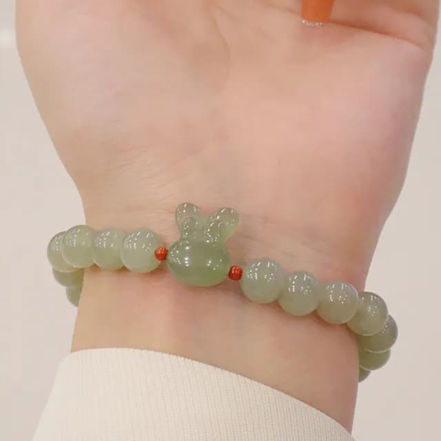 【MoonDy】雙11 8mm 手鍊 手串 和田玉 玉手鍊 兔子手鍊 串珠手鍊 百搭飾品