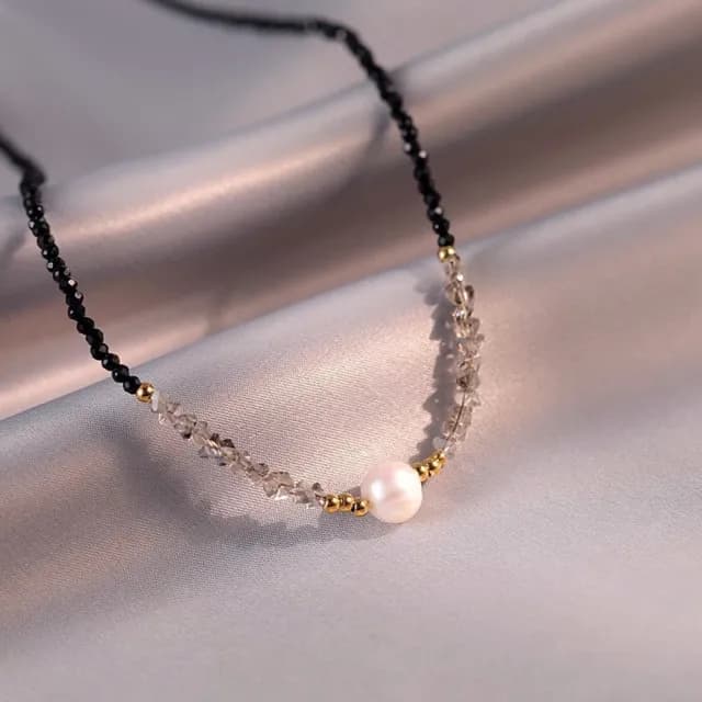 【Twinkle Me】輕奢黑晶石珍珠項鍊禮盒組(精美禮盒+同款紙袋)