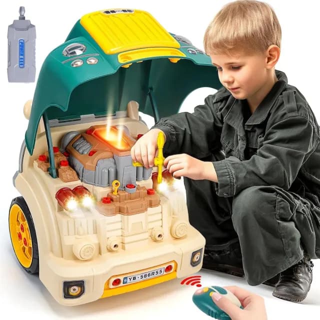 【CuteStone】兒童擬真卡車引擎維修套裝聲光玩具61件組(生日禮物 兒童益智玩具 兒童車)