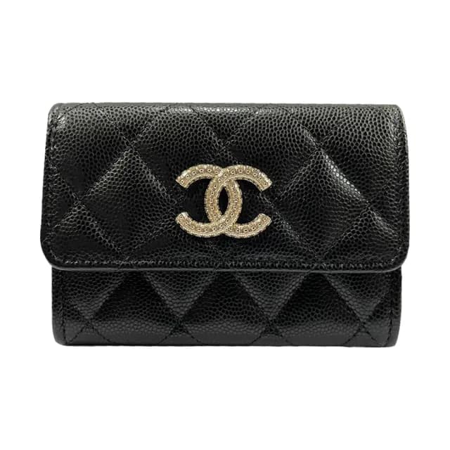 【CHANEL 香奈兒】AP4719經典雙C立體LOGO扣式零錢包/短夾(黑色)